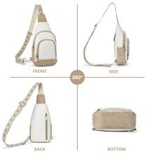 BOSTANTEN Sling Bag for Women Crossbody Purse Crossbody Bag Leather Chest Bag with Adjustable Guitar Strap for Travel - 白色 - 查看 8
