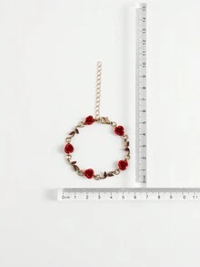 1pc Gold Alloy Rhinestone Rosette Chain Bracelet For Women - Gold - View 5