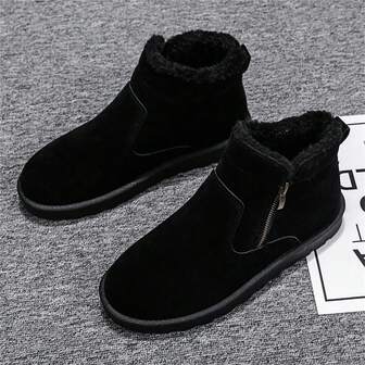 Men's Snow Boots Winter Slip-On Bread Shoes Thermal Lined Thickened Cold-Proof Short Boots Warm Shoes