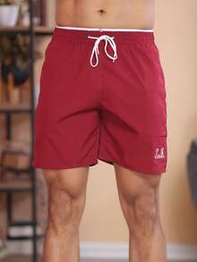 Bermuda Mauricinho LA Short Tactel Masculino Liso - Vinho - Visão 3