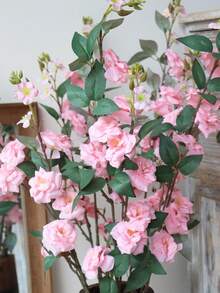 1 cái/2 cái Hoa trà nhân tạo bằng nhựa satin thân đơn, 7 màu, Thiết kế thân dài thanh lịch, Thích hợp cho đám cưới, tiệc tùng, trang trí nhà cửa, lễ kỷ niệm, 90cm - Hồng - Xem 2