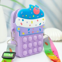 Cute Silicone Unicorn Animal Messenger Bag, Coin Purse, Kids Fidget Pouch, With Free Shipping - Purple - View 2