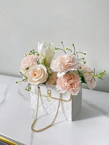 1只可摺疊花束禮盒,精美手持花盒,白色 - 白色 - 查看 1