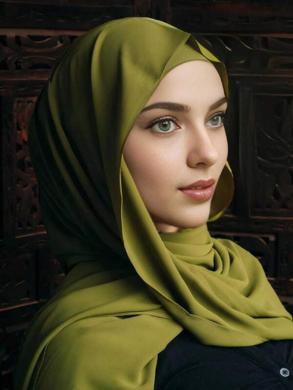 قطعة واحدة من الحجاب الناعم من الشيفون اللونيّ الأحاديّ للسيدات لإكسسوارات العباءة والحفلات والتجمّعات