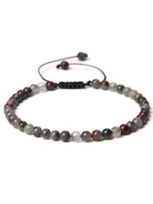 1 pulsera trenzada a mano estilo bohemio con piedra natural de 4mm y cuentas de cristal con energía curativa, joyería ajustable
