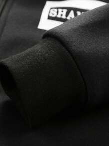 Conjunto de chaqueta con cuello alto para las 4 estaciones, capa exterior con cremallera delantera, Top estampada en los hombros y el pecho, conjunto deportivo para hombres