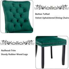 2/4/6 Piece Set Velvet Upholstered Dining Chairs, Wingback  Side Chairs Button Tufted With Solid Wood Legs For Kitchen,Dining Room. - Green - View 5