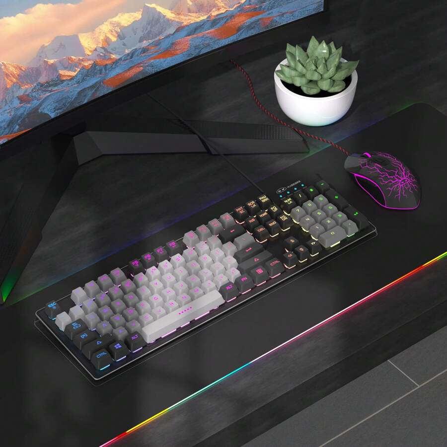 MageGee Gaming Keyboard and Mouse Combo, K1 LED Rainbow Backlit with