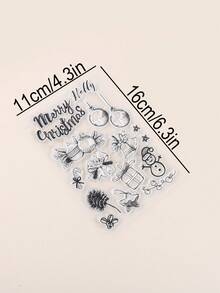 1pc Christmas Themed Transparent Silicone Stamp, Simple & Delicate Small Gift & Stamp For Christmas Activities - Clear - View 6