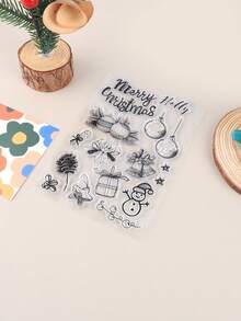 1pc Christmas Themed Transparent Silicone Stamp, Simple & Delicate Small Gift & Stamp For Christmas Activities - Clear - View 5