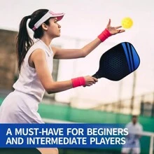 BOKEFA 1入全碳纖維表面派克球拍,附派克球球拍,男女青少年專用派克球拍,適合初學者和專業運動員的完美派克球禮物 - 藍色 - 查看 7