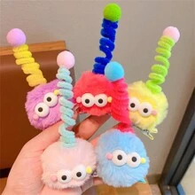 1 件組可愛蓬鬆煤球扭髮髮夾,有趣的女孩髮飾 - 紫色 - 查看 5