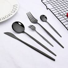 30pcs/Set Exquisite Black Stainless Steel Cutlery Set,Kitchen,Christmas Gift - Black - View 3