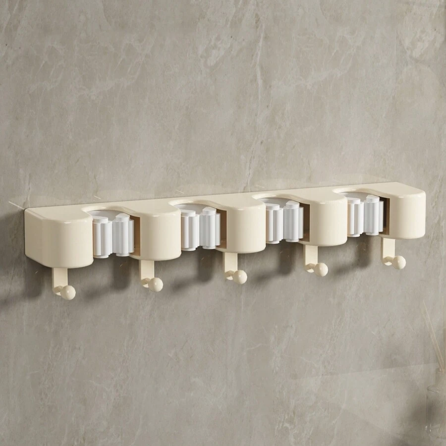 Cream-colored Wall-mounted Mop Holder - [Cream Color] Mop Clip - View 1