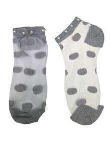 6 Pares de Calcetines Con Perlas Transparentes de Tiernos y Bonitos Estampados - Azul - Ver 2