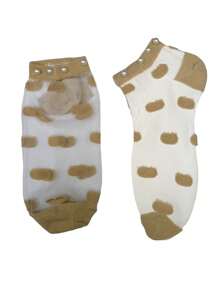 6 Pares de Calcetines Con Perlas Transparentes de Tiernos y Bonitos Estampados - Azul - Ver 3