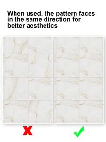 8pcs 11.81in*11.81in 0.7㎡ Smooth Marble Pattern Ceramic Tile Wallpaper, Waterproof Moisture-Proof Wall Covering, 3D Self-Adhesive Wall Panels For Bathroom, Not Real Tile - White - View 6