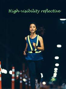 1pc Night Reflective Running Vest, Sport Gym Jacket, Fluorescent Adjustable Elastic Reflective Strap For Night Activities Cycling Running