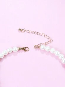 1條優雅高貴風格的女士亞克力紅寶石白珍珠串珠項鍊,適用於派對和婚禮 - 彩色 - 查看 4