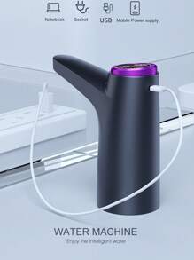 1pc一桶桌兩用無線電動飲水機,具有tds水質檢測功能,靜音設計,強勁的1200mah電池容量,可長時間使用。有兩種版本:附底座或不含底座,適用於瓶裝水、飲水機或桌上型自動飲水機。) - 黑色 - 查看 9