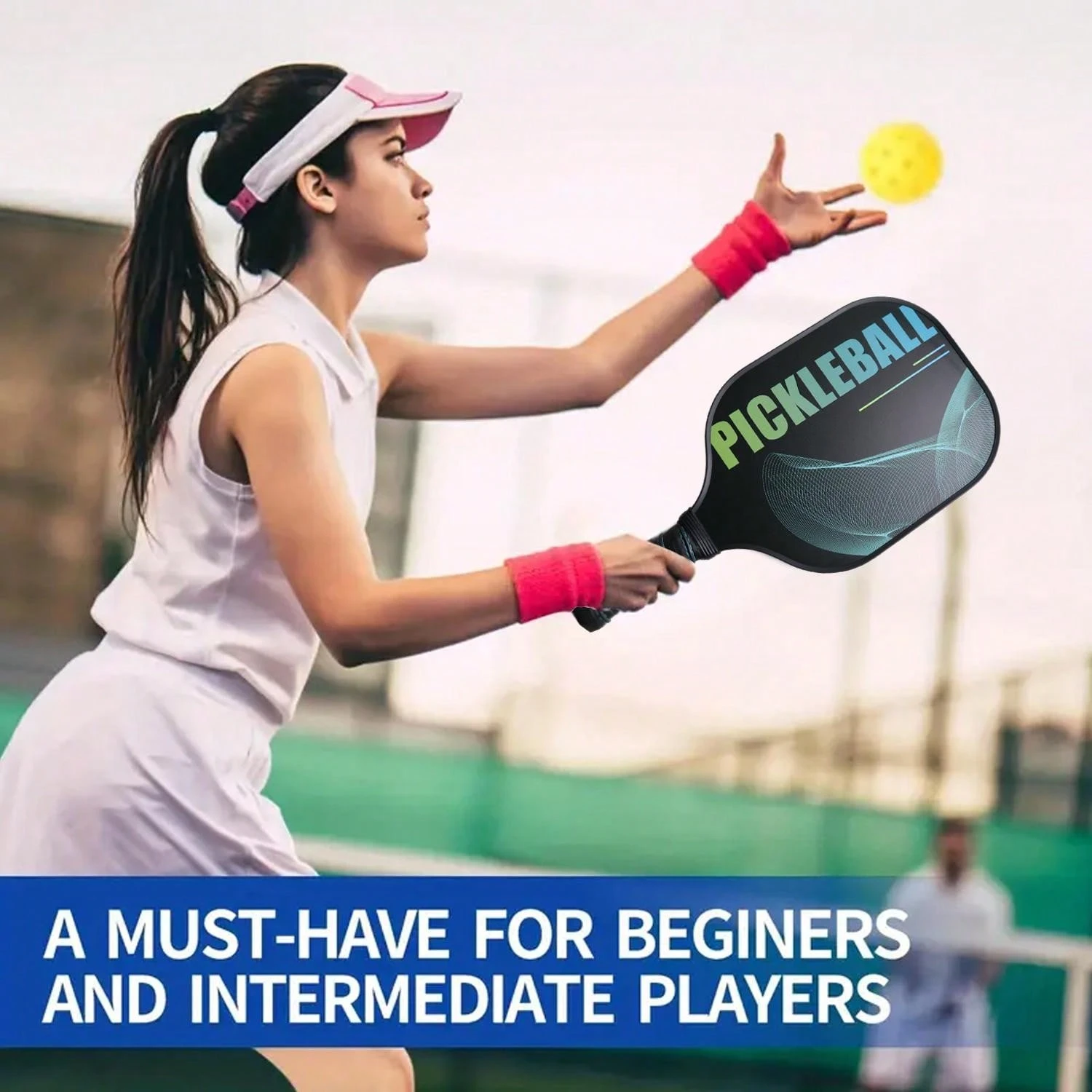 Pickleball Paddles, Fiberglass Surface Pickleball Set with Pickleball