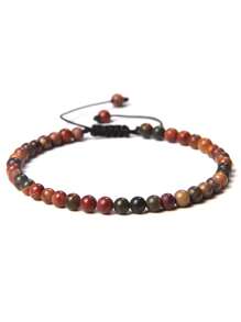 1 pulsera trenzada a mano estilo bohemio con piedra natural de 4mm y cuentas de cristal con energía curativa, joyería ajustable