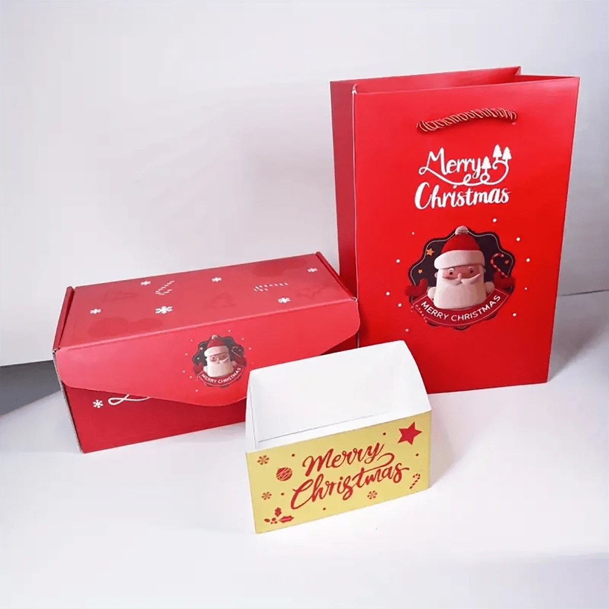 1 Conjunto De Caja Sorpresa Que Rebota, Adecuado Para Caja De Regalo De Navidad, Fiesta Sorpresa De Navidad, Bolso + Caja De Regalo + 16 Cajas Saltarinas + Cinturón De Navidad - Papá Noel - Ver 1