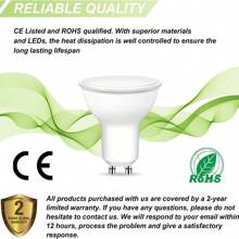 12入組gu10射燈led燈泡,led燈泡,7瓦(相當於50瓦鹵素燈),暖白色3000k,220-240伏,500流明mr16適用於客廳、廚房、浴室和臥室 - 白色 - 查看 7