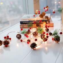 9.84ft 20 Rose ,Flower String, Holiday Lights Indoor For Christmas Bedroom Wedding Valentines Day Decorations,Christmas Garland Pinecones Red Berry Garland Garland For Mantle Fireplace Table Indoor Outdoor Garland Decor Party Birthday,Valentine'S Day,Mother'S Day Gift - 香檳色 - 查看 4