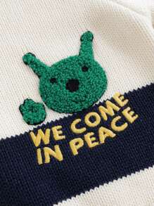 男童休閒卡通v領針織開衫,帶嵌花圖案,秋季必備