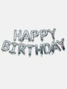 Biểu ngữ bóng bay chúc mừng sinh nhật, Biểu ngữ logo sinh nhật bằng lá kim loại MylarFoil 16 inch, Vật liệu tái sử dụng trang trí bóng bay cho bé gái, bé trai, trẻ em và người lớn, Đồ trang trí sinh nhật và đồ dùng tiệc tùng - Bạc - Xem 2