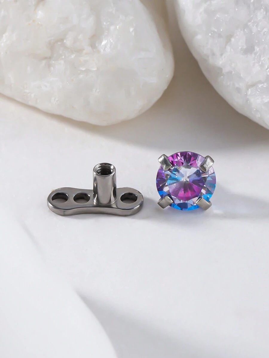 1 Miếng Phong cách tối giản Khối Zirconia  Đinh tán tai Với titanium - Nhiều màu - Xem 1