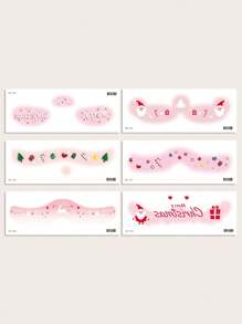 6 Sheets Pink Santa Claus Temporary Face Tattoos, Christmas Gifts, Family & Holiday Party Decorations, Party Favors