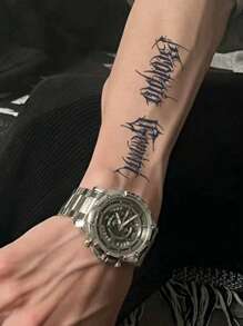 1 Pieza Tatuaje Temporal Impermeable Y No Reflectante Con Letras Y Constelaciones Para Brazo Y Cuello De Hombre,tatuajes maquina para tatuar tatuajes falsos - Negro - Ver 2