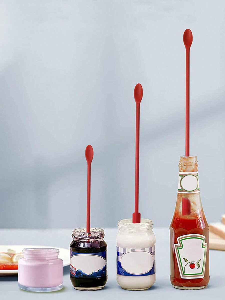 3入組矽膠迷你抹刀套裝,具有尖端和雙端鱷梨塗抹牛油刀 - 紅色 - 查看 1