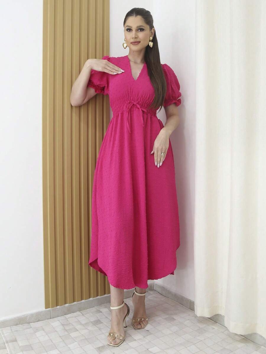 Women Sweater Dresses - Màu Hồng Tươi - Xem 1