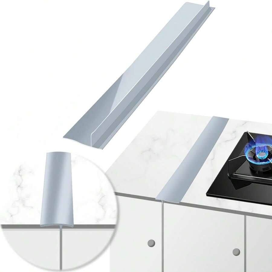 1入組矽膠爐灶縫隙墊,廚房櫃台縫隙填充器,耐高溫烤箱縫隙填充器,廚房家電、洗衣機和爐頂之間簡易清潔 - 淺灰色 - 查看 1