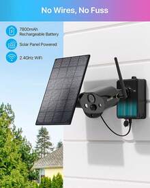 ZOSI C306 Pro 3MP 2K Wire-Free Wireless Outdoor Security IP Camera With Solar Panel, Light Sound Alarm, 2-Way Audio, Remote Access, Motion Detection, SD Card Storage - Black - 黑色 - 查看 2