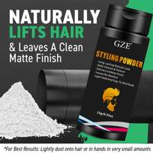 Polvo de textura de GZE - Polvo de cabello texturizante y mate para hombres - Productos de peinado, voluminizadores y estilizadores de cabello para volumen extra, control y agarre fuerte durante todo el día - Acabado mate y ondulado - 15g - Negro - Ver 6