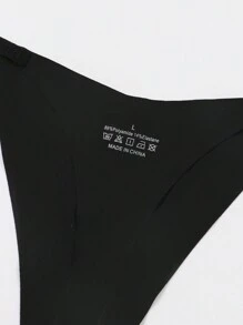 女士們性感舒服的圖案無縫丁字褲內褲 - 黑色 - 查看 6