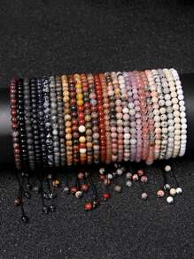 1 pulsera trenzada a mano estilo bohemio con piedra natural de 4mm y cuentas de cristal con energía curativa, joyería ajustable