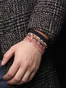 1 pulsera trenzada a mano estilo bohemio con piedra natural de 4mm y cuentas de cristal con energía curativa, joyería ajustable