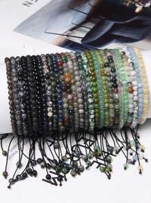 1 pulsera trenzada a mano estilo bohemio con piedra natural de 4mm y cuentas de cristal con energía curativa, joyería ajustable