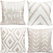 4入組幾何圖案坐墊套,適用於客廳、餐廳、臥室、沙發等。為朋友和家人送上完美禮物 - 米色 - 查看 1