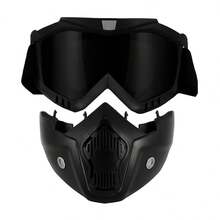 Careta Mascara Desmontable Ajustable para Casco Motocicleta Motocross Gotcha - Negro - Ver 1