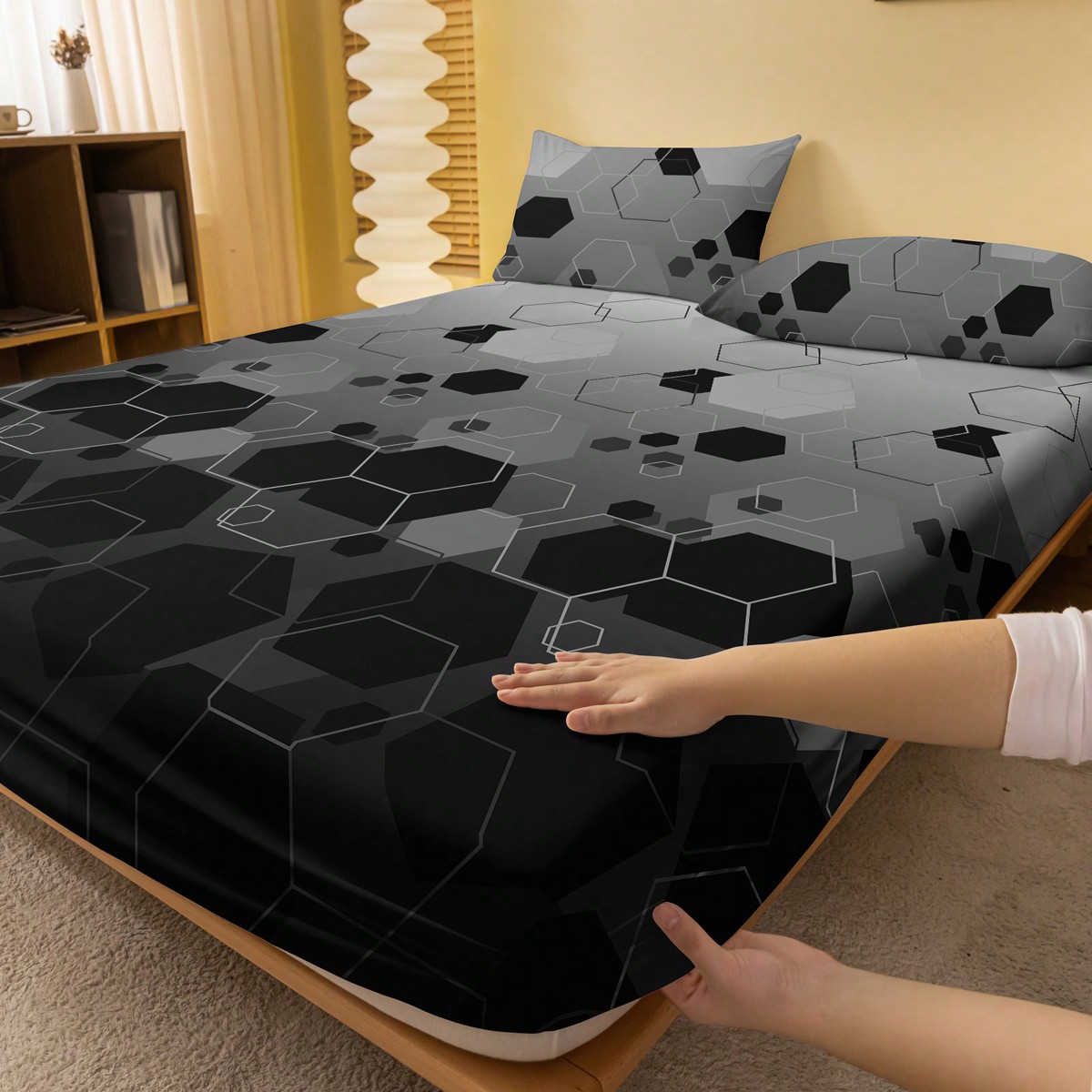 Cubierta De Cama Cepillada Impresa En Seis Lados Con Estilo De Moda Simple, Ropa De Cama A Prueba De Polvo Para Decoración Del Hogar Del Dormitorio