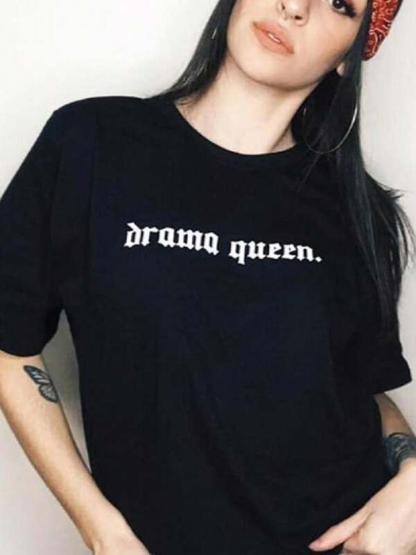 TSHIRT SILK DRAMA QUEEN PRETA