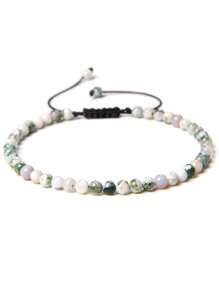 1 pulsera trenzada a mano estilo bohemio con piedra natural de 4mm y cuentas de cristal con energía curativa, joyería ajustable