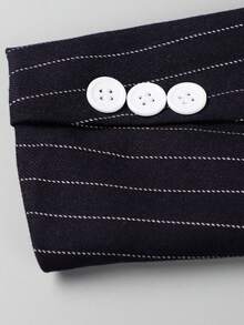 5入組女童正式服裝套裝,包括條紋西裝外套、背心、襯衫、百褶裙和領帶,適用於秋冬季 - 藏蓝色 - 查看 9