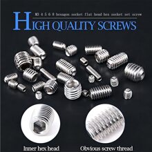 Qtzemuy Bộ Vít - 200 CáiAllen Bộ Ổ Cắm Đầu Allen Bộ Các Loại Bu Lông Vít, Bộ Vít Grub 240 (M3, M4, M5, M6, M8) Bộ Vít Hex Grub Đầu Allen, Bộ Các Loại Vít Bộ Thép Không Gỉ 304 - Lý Tưởng Cho Việc Sửa Chữa & Đồ Đạc Tại Nhà - Bạc - Xem 5
